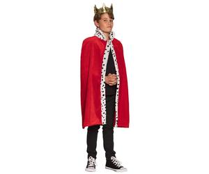 Childrens Size Red Kings or Queens Robe Royal Cape Kids Cloak Fancy Dress
