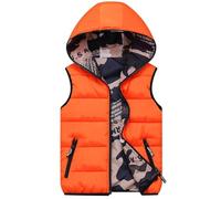 Children's Sleeveless Down Jacket Hooded Jacket Winter Coats Reversible Wear Camouflage Jacket Boys Girls Gilets Puffer Vest Waistcoat Warm
