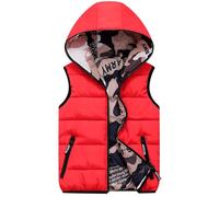 Children's Sleeveless Down Jacket Hooded Jacket Winter Coats Reversible Wear Camouflage Jacket Boys Girls Gilets Puffer Vest Waistcoat Warm