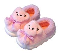Children's Slippers Kids 31 Kids Girls Winter Style Slippers with Insulation Thick Padding Warm Sole Slip-On Design Bear Pattern Cartoon Style Suitable for Slippers Size 33 Boys, pink, 2.5 UK Child