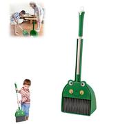 Children's Small Broom Dustpan Set Green Frog Mini Household Cleaning and Pretend Play Set Hanging Smooth Handle Washable Pet Brush Kids for Home Kindergarten