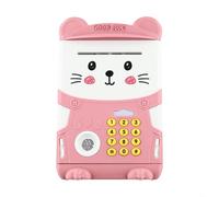 Children's Smart ATM Piggy Bank with Automatic Money Detection and Fingerprint Password Lock for Secure Savings (Light Pink)