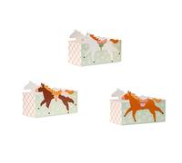 Children's Snack Box 17 x 11 x 7 cm Set of 3 Finger Food Bowls with Horse Motif Candy Bar & Salty Bar Boxes for Sweets and Party Snacks Children's Birthday Decoration & Party Accessories Green Brown