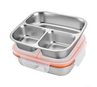 Children's Snack Box 3 Compartments Stainless Steel Dishwasher Safe | 22 x 16 x 8 cm size, stackable design, easy to carry, robust stainless steel material, space-saving