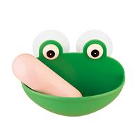 Children's Soap Dishes,Cute Frog Soap Dish Holder Silicone Portable Soap Dish Wall Suction Sponge Soap Drain Rack Bathroom Organizer Kit for Shower,Kitchen,Counter Top