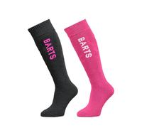 Barts Boy's Basic 2 Pack Kids Knee - High Socks, Grey (ANTHRACITE & FUCHSIA 0019), 27-30 (Manufacturer size: 27/30)