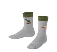 FALKE Unisex Kids Dinosaurs K So Cotton Patterned 1 Pair Socks, Grey Lt. Heather 3223, 3-5
