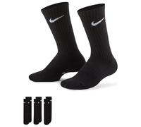 NIKE Unisex Kids Performance Cushioned Crew Training Socks 3 Pair , Black/White, 122 UK