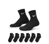 Nike Kids Everyday Cushioned Ankle Socks 6 Pack, Black/White, Size S Black/White