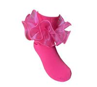 Children's Socks With Lace Ruffles Girls Ankle Socks Kids Dance Sock For Cute Baby Frilly Socken For Girls Sock Womens Sicks (Hot Pink, 6-8 Years)