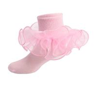 Children's Socks With Lace Ruffles Girls Ankle Socks Kids Dance Sock For Cute Baby Frilly Socken For Girls Sock Womens Sicks (Pink, 6-8 Years)