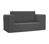 Children's Sofa Bed 2 Seater Anthracite Soft Plush with Removable Cover 84 x 38 x 42 cm Seat Width 60 cm 2 in 1 Mini Sofa Bed for Nursery for Reading, Playing and Sleeping