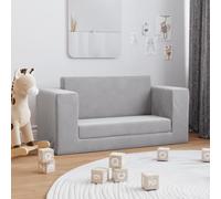 Children's Sofa Bed 2-Seater Light Grey Soft Plush with Removable Cover, 84 x 38 x 42 cm, Versatile as a Mini Sofa Bed or Children's Chair for Playing, Sleeping and Reading in the Children's Room