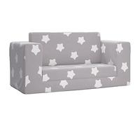 Children's Sofa Bed 2-Seater Light Grey with Stars Made of Soft Plush, 84 x 104 cm Lying Surface, Removable Cover, Safe and Versatile for Playing, Sleeping and Reading in the Children's Room