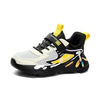 Children's Sports Shoes, Lightweight, Breathable Running Shoes, Non-Slip, Casual Sports Shoes for Toddlers to Big Boys from 3 to 14 Years, Sports Shoes 38, yellow, 14 UK
