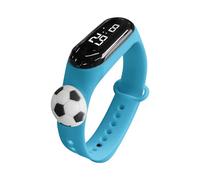 Children's Sports Watches Suitable Outdoor Electronic Watches Students Digital LED Display Time Waterproof Bracelet Watch Cartoon Fruit Series Watch Cute Fitness Watches(Fooitball-Light Blue)