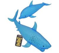 Childrens Squishy Toy Dolphin and Shark Light Up Sensory Stress Relief Fidget Soft Stretchy Blue Marine Animal Toys for Kids Squeeze Handheld Flexible 2 Pack - Electoys