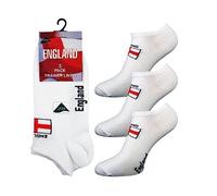 Children's St George England Socks Trainer Liners Cotton Rich Size UK 12.5-3.5 (EUR 31-35) (White 6 Pairs (2 x Pack of 3))