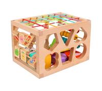 Children's Stacking Toy - Wooden Rainbow Puzzle for Early Education - Shape Matching Color Recognition and Skill Development (Yellow, 19x13x12. 5cm)