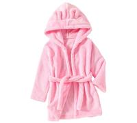Children's Star Pattern Changing Robe Boys Girls Velour Towelling Hooded Housecoats Children Dressing Gown Soft Fine Comfortable Nightwear Poncho Towel Bath Robe Baby Warm Fleece (Pink, 1-2 Years)