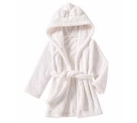 Children's Star Pattern Changing Robe Boys Girls Velour Towelling Hooded Housecoats Children Dressing Gown Soft Fine Comfortable Nightwear Poncho Towel Bath Robe Baby Warm Fleece (White, 1-2 Years)