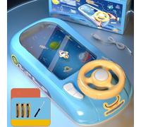 Children's Steering Wheel Simulation Driving Toy Puzzle Desktop Game Console To Avoid Racing Through The Great Adventure (Dark Blue, 43x22x13cm)