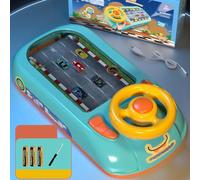 Children's Steering Wheel Simulation Driving Toy Puzzle Desktop Game Console To Avoid Racing Through The Great Adventure (Green, 43x22x13cm)