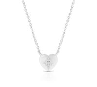 Children's Sterling Silver Heart Cubic Zirconia Star Pendant 14+2" Necklace