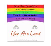 Childrens Sterling Silver Rainbow Earrings - You Are Beautiful Fabulous Kind Thoughtful Amazing Sentimental Gift - Positive Empowering Present For Girls