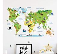 Children's Stickers | World Map Sticker - Children's Room Wall Decoration | 60 x 95 cm