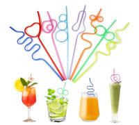 Children's Straw, 40 Pieces Plastic Curly Drinking Straws, Plastic Straws for Children, Reusable Colourful Plastic Straws, Curly Long Straws, Cocktail Straws for Cocktails, Juices, Milk Tea