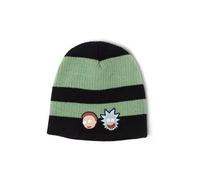 Bioworld Men's Rick and Morty Faces Striped Cuffless Beanie, Green (Green Green), One Size
