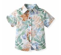 Children's Summer T Shirt Cartoon Animals Print Short Sleeve Crewneck Top Casual Going Out for 1 to 6 Years Boy Top (Mint Green, 5-6 Years)