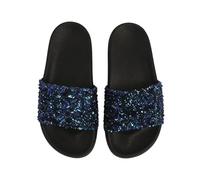 Children's Summer Women's Slippers with Broken Anti and Wear Flat Bottom Straight Soft Sole Indoor and Outdoor Wear Cool Slippers Kids Light up Sandals Girls (Black, 11.5 Little Child)