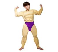 Children's Super Muscle Shirt Kids Jumpsuit Fake Skin Costume Bodybuilder Halloween Carnival Party Fancy Dress Funny Bodysuit