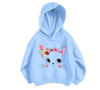 Children's Sweat Jacket Hoodie Kids Girls Sports Shirt Boy Girl Casual Print Personality Hoodie Pullover Hoodie Without Pocket Suitable for Teenagers, lightblue, 3-4 Years