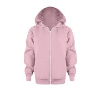 Children's Sweat Jacket Hoodie Sweatshirt Colour Solid Zip Jackets Long Hoodie Top Sleeves Up Girls Children Boys Coat & Jacket, pink, 5-6 Jahre