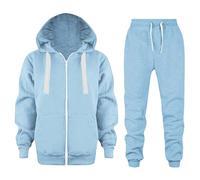 Children's Sweatshirt Suits for Boys and Girls Pullover Solid Color Sweatshirt Suits with Zipper Fleece Sweatshirts for Teenagers Elephant Baby Snowsuit (Light Blue, 18-24 Months)
