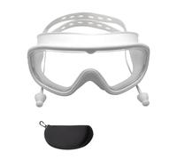 Children's Swim Accessories Large Frame Swimming Goggles with Earplugs and Elastic Strap Ideal for Indoor and Outdoor Pools (White, 15X7.8cm)