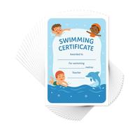 Children's Swimming Certificate Award Pack - Fun Dolphin Design with Spaces for Name, Distance in Metres & Teacher - Kids Swim Achievement Certificates for Boys & Girls - 25 Printed Awards