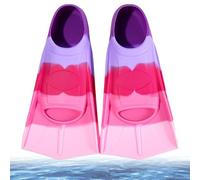 Children's Swimming Fins, Silicone Snorkel Fins Short, Short Fins Children, Children's Fins Short Training Fins Diving Fins Short Swimming Fins for Boys Girls (Pink/Purple, S (33-35))