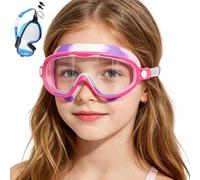Children's Swimming Goggles | Anti-Fog UV Protection Panoramic Vision with Nose Clip, Hearing Plugs, Adjustable Strap Without Leaking, Girl's Swimming Goggles | for 3-14 Years Old Girls Boys Beach