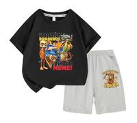 Children's t-Shirt tungtungsahur Hundred Summer Children's Short Sleeve Shorts Set,Black,100cm