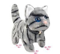 Children's Tabby Toy Cat, with Sound and Action Functions, Can Walk, Open Mouth, Interactive Electronic Pet Plush Tabby Cat Toy, Suitable for Young Children's Birthday Gifts.18cm (Tabby Cat)