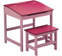 Childrens Table Chair Set Strong Durable Hinge Lid Desk Rectangular Pink