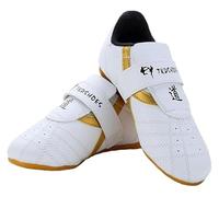 Children's Taekwondo Shoes Kids Breathable Sports Anti Slip Boxing Martial Arts Kickboxing Shoes Breathable Lightweight And Soft Martial Arts Training Tae Kwon Do Shoes Girls Boys 26-45EU(Gold,0.5 UK)
