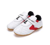Children's Taekwondo Shoes Kids Breathable Sports Anti Slip Boxing Martial Arts Kickboxing Shoes Breathable Lightweight and Soft Martial Arts Training Tae Kwon Do Shoes Girls Boys 26-45EU(Red,1.5 UK)