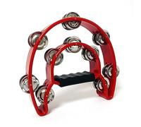 Children's Tambourine, Half Moon Hand Tambourine, Half Moon Shape Bell Ring, Half Moon Tambourine, Double Row Jingles Tambourine, Half Moon Tambourine, for Dance Party Games (Red)