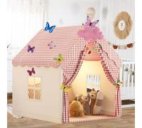 Children's Tent, Children's Playhouse Indoor, Children's Bed Tent, Children's Play Tent, Princess Tent with Windows, Butterfly Decoration, Cloud Pendant, Children's Play House, Play Tent for Boys