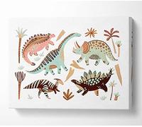 Childrens The Dinosaur Gathering Canvas Print Wall Art - Canvas Art Large 26 x 40 Inches
